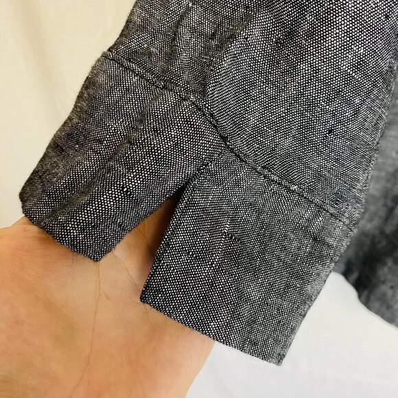 JM Collection Linen Tunic L Black White Embroidered 3/4 Sleeve Resort Boho - Picture 8 of 10